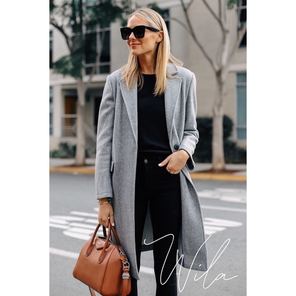 WILA Jackets & Blazers - Gray notched lapel coat long 846680
